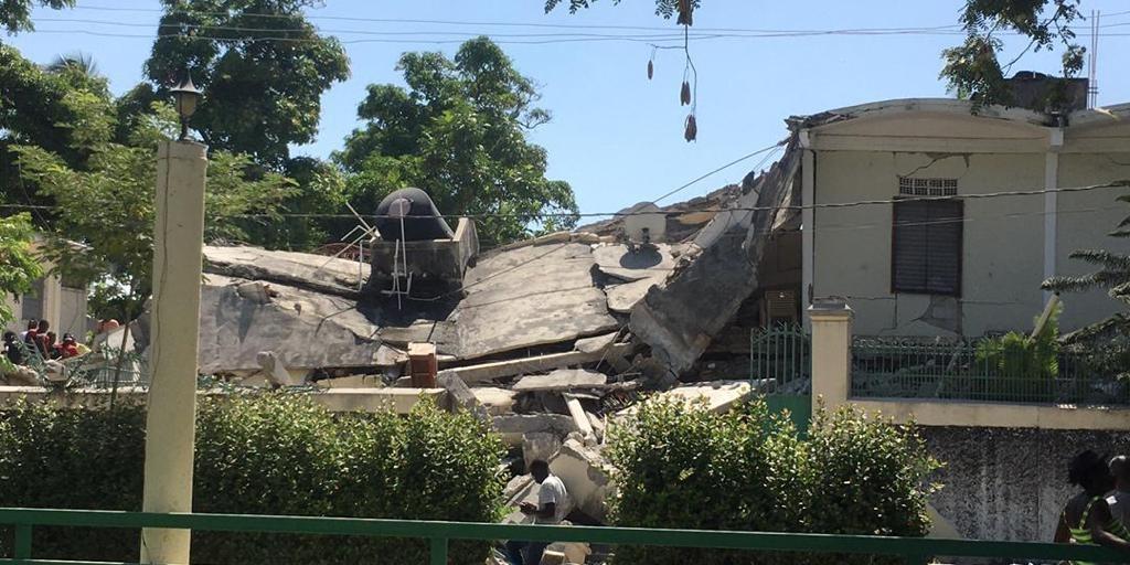 Das vom Erdbeben zerstörte Bischofshaus in Les Cayes.