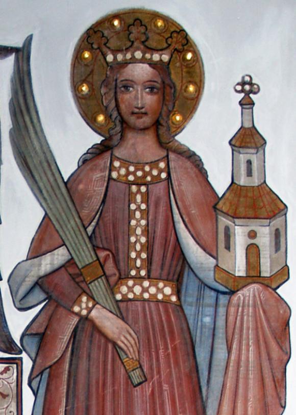 Die heilige Barbara - dargestellt im Bonner Münster (Detail)
