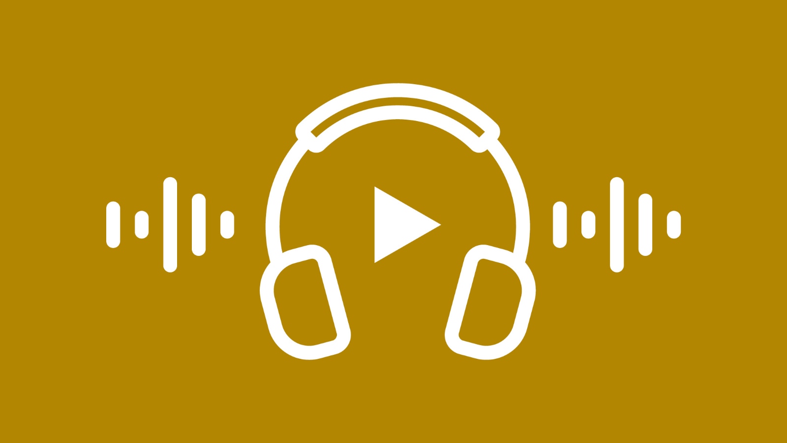 Grafik mit Kopfhörer-Icon vor goldenem Hintergrund.