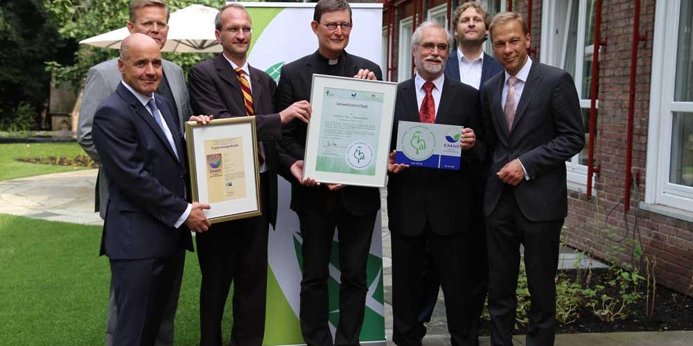 v.l.n.r. Dr. Stefan Dietzfelbinger (IHK), Generalvikar Dr. Dominik Meiering, Dr. André Witthöft-Mühlmann (Evang. Landeskirche Baden), Kardinal Rainer Woelki, Dr. Volker Teichert (FEST); Tobias Welz (moveo); Ulf Reichardt (IHK)