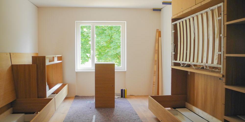 Kurz vor der Fertigstellung: Gästezimmer mit einklappbarem Schrankbett