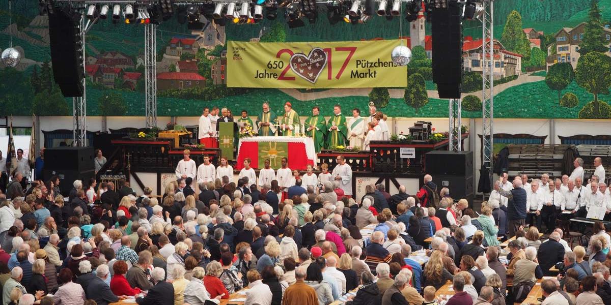 Kardinal Woelki feiert eine Festmesse zum 650. Pützchens Markt und besucht die Kirmes