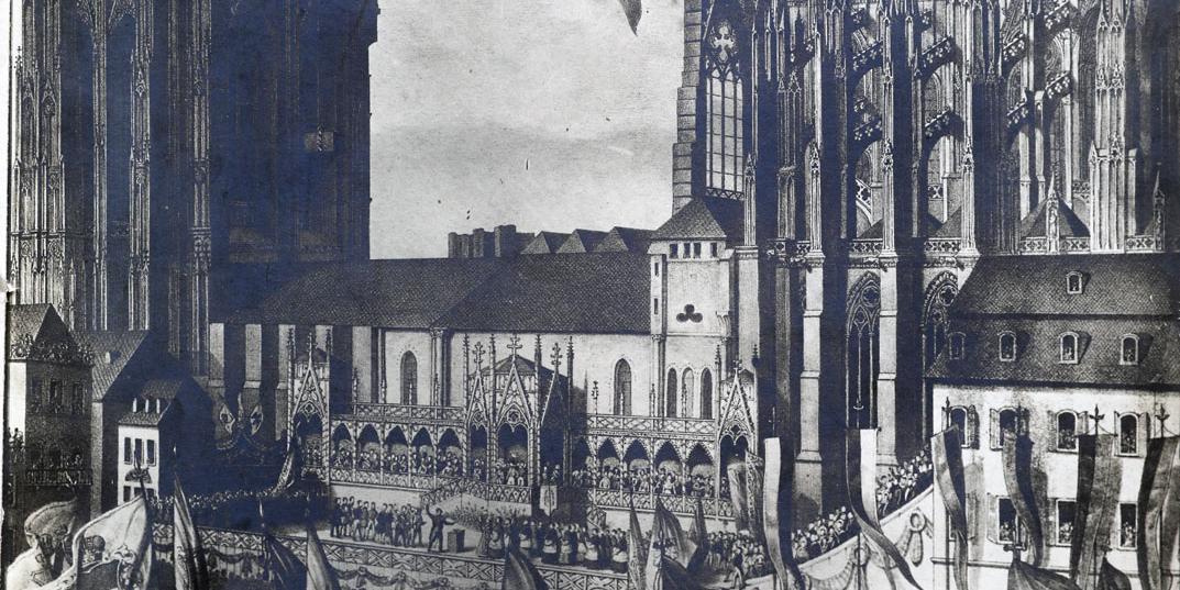 Lithografie des Kölner Doms von Georg Osterwald.