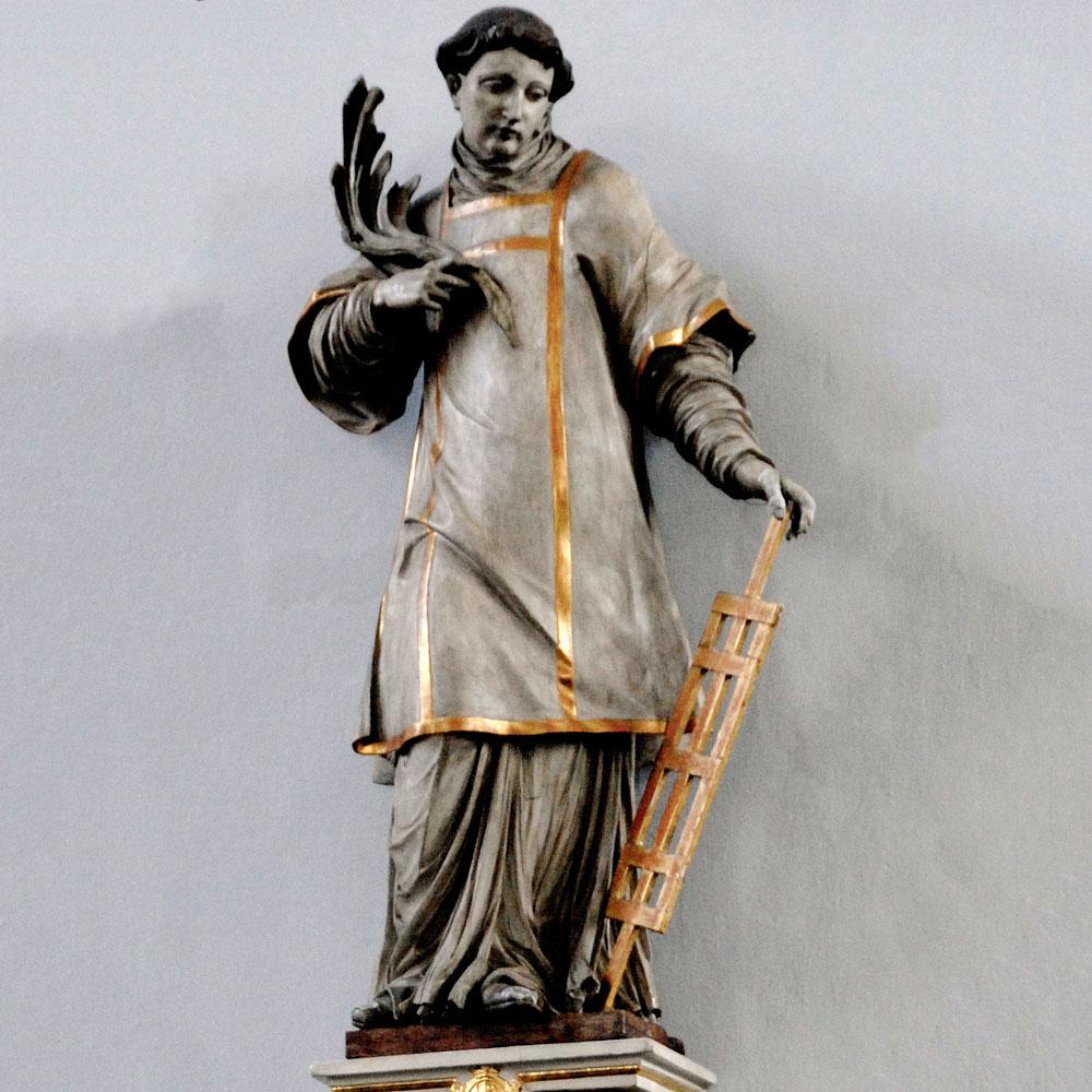 Figur des heiligen Laurentius in der Laurentius-Kirche in Wuppertal-Elberfeld