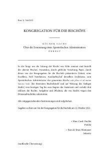 Dekret aus Rom veröffentlicht Erzbistum Köln