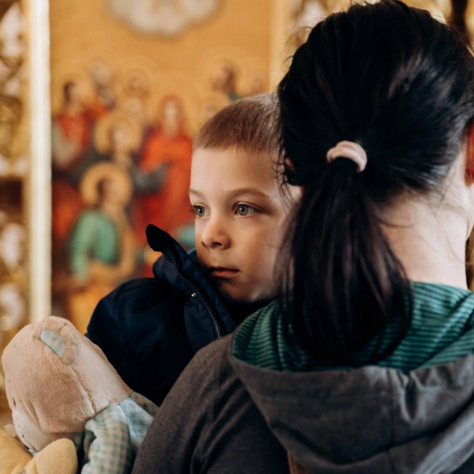 Binnenflüchtlinge im Priesterseminar Ivano-Frankivsk in der Ukraine