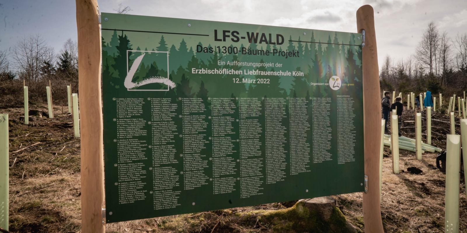 Baumpflanzaktion der Liebfrauenschule Köln Unter dem Motto „Unser LFS-Wald – Jede(r) SchülerIn/LehrerIn pflanzt einen Baum“ kamen SchülerInnen und Lehrkräfte in die Natur und pflanzten auf einer Fläche von ca. einem Hektar 1300 Bäume.