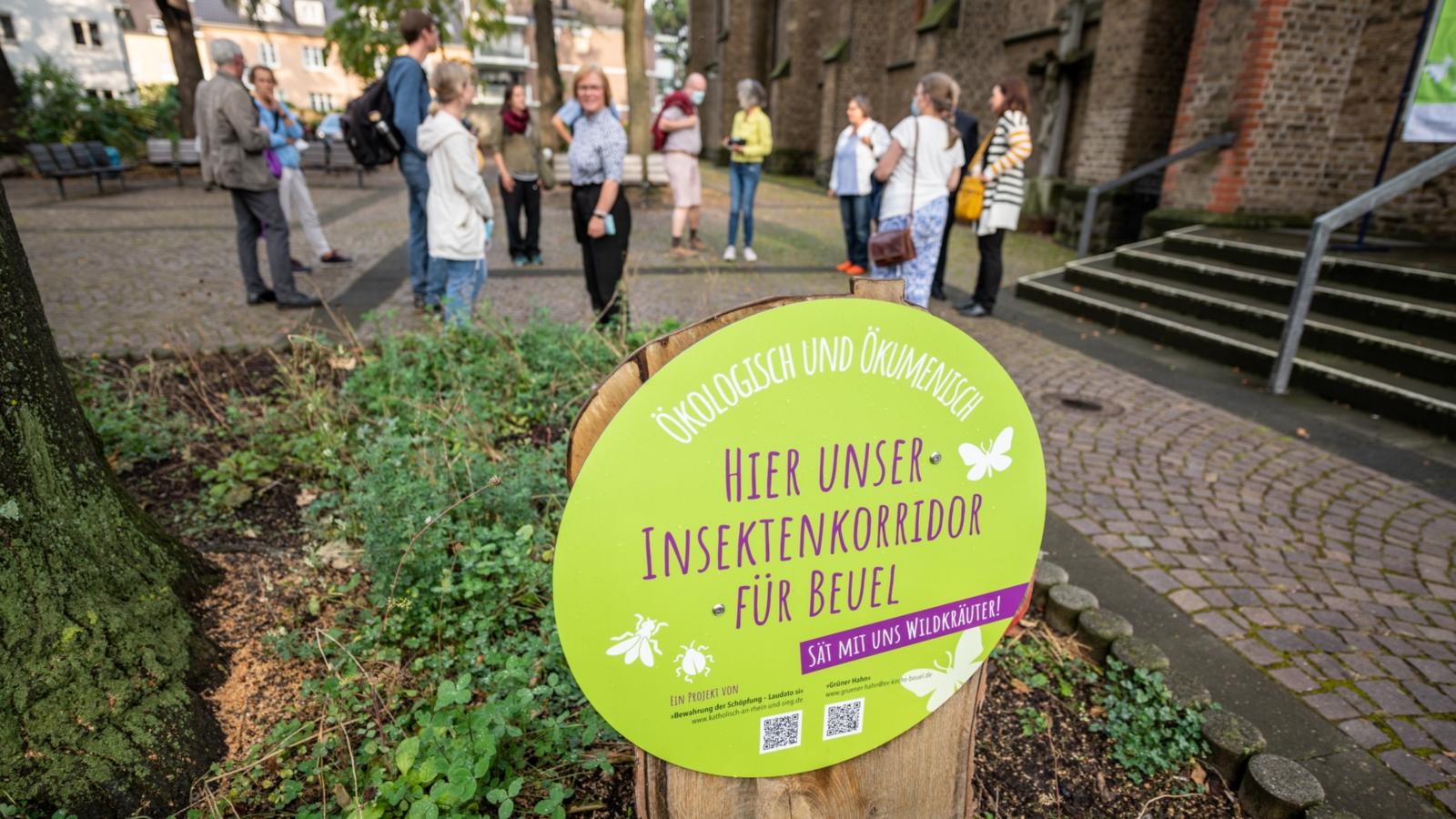 Seit Herbst 2021 blühen im Kirchhof von St. Josef und vor der evangelischen Versöhnungskirche in Bonn-Beuel sowie vor St. Peter in Vilich bunte Blumenbeete. Angelegt wurden sie von der ökumenischen Gruppe „LaudatoSi“, die es sich zum Ziel gesetzt hat, zur Bewahrung der Schöpfung beizutragen. Zum Auftakt waren im September 2020 alle Interessierten, ob kirchennah oder kirchenfern, zu einem gemeinsamen Spaziergang eingeladen, bei dem, begleitet von Impulsen und Vorträgen, die Samen ausgesät wurden. Das Projekt verbindet den gesamten Stadtteil, auch Kindergärten haben mit dem Bau von Insektenhotels zur Gestaltung der Blumenwiesen beigetragen.