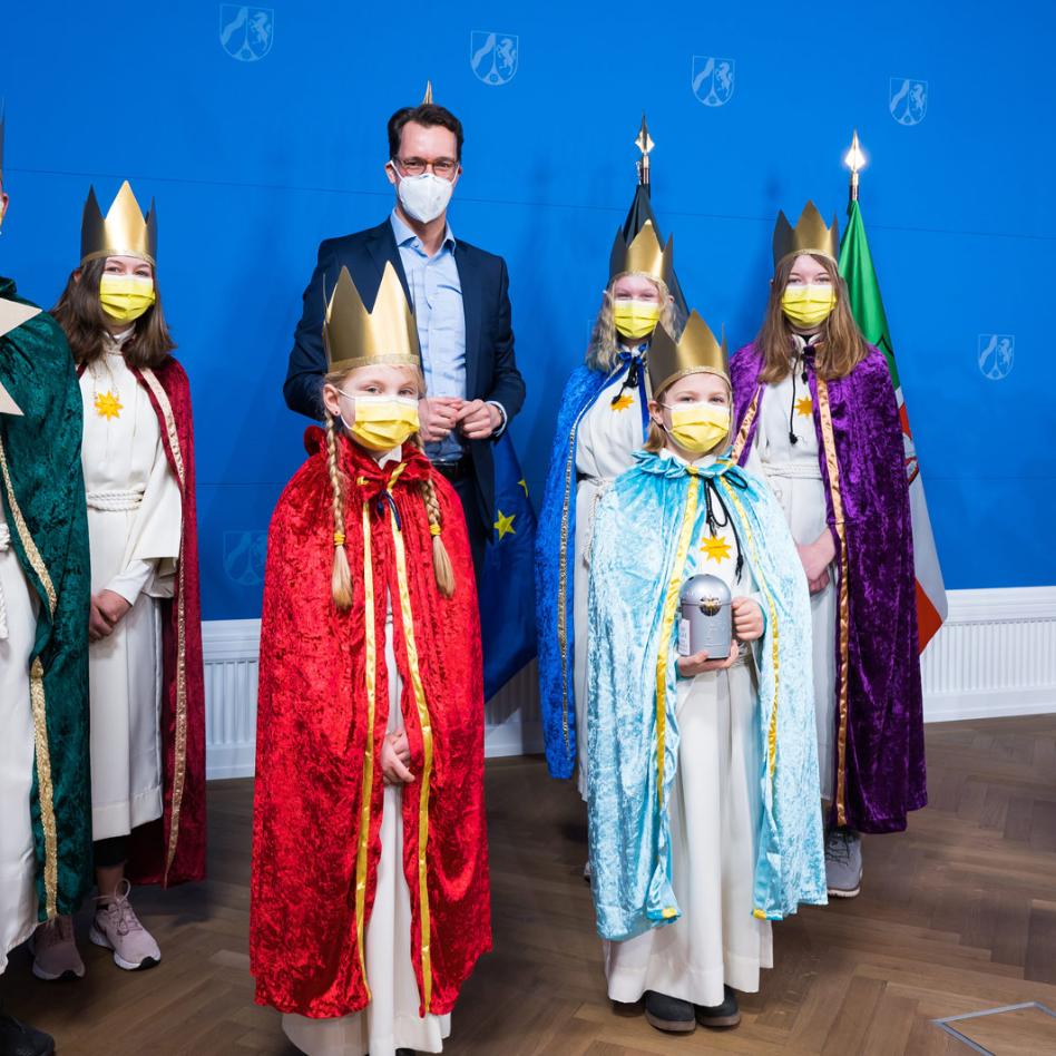 Ministerpräsident Hendrik Wüst empfängt Sternsinger