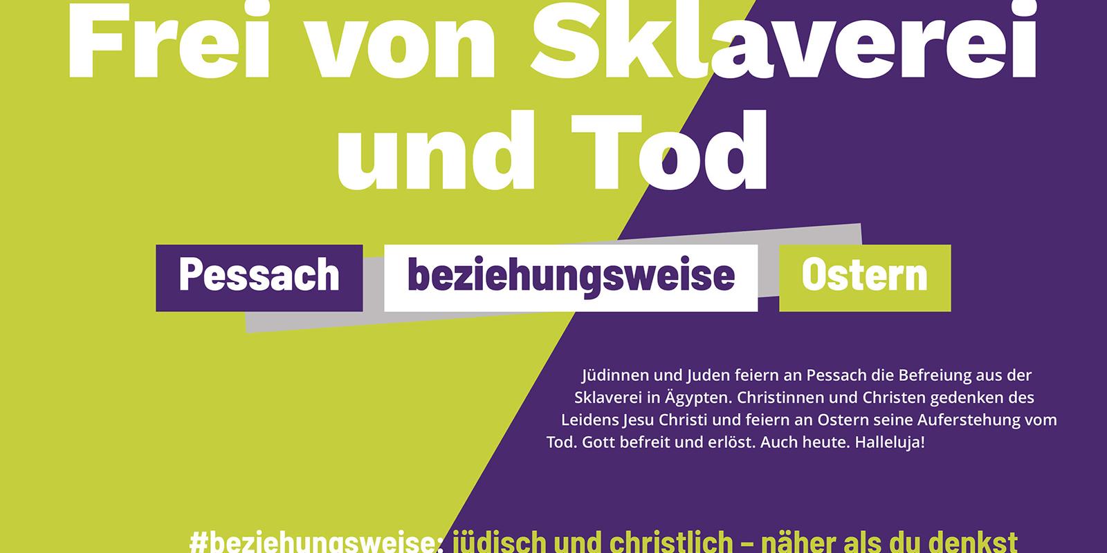 Pessach beziehungsweise Ostern – Plakat der Kampagne #beziehungsweise
