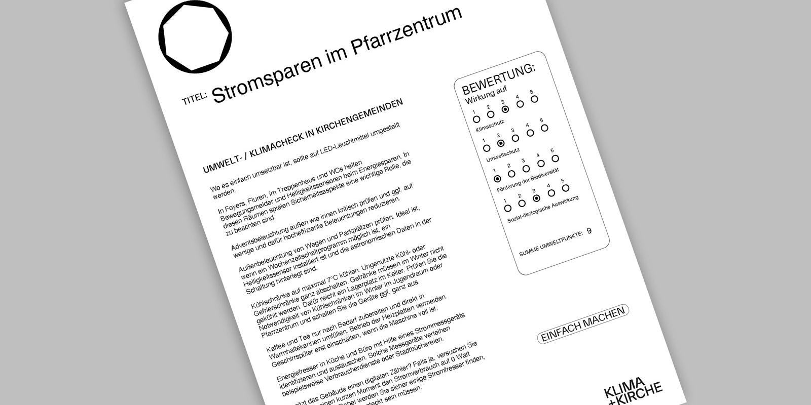 Eine der Checklisten zum Energiesparen in Kirchengemeinden