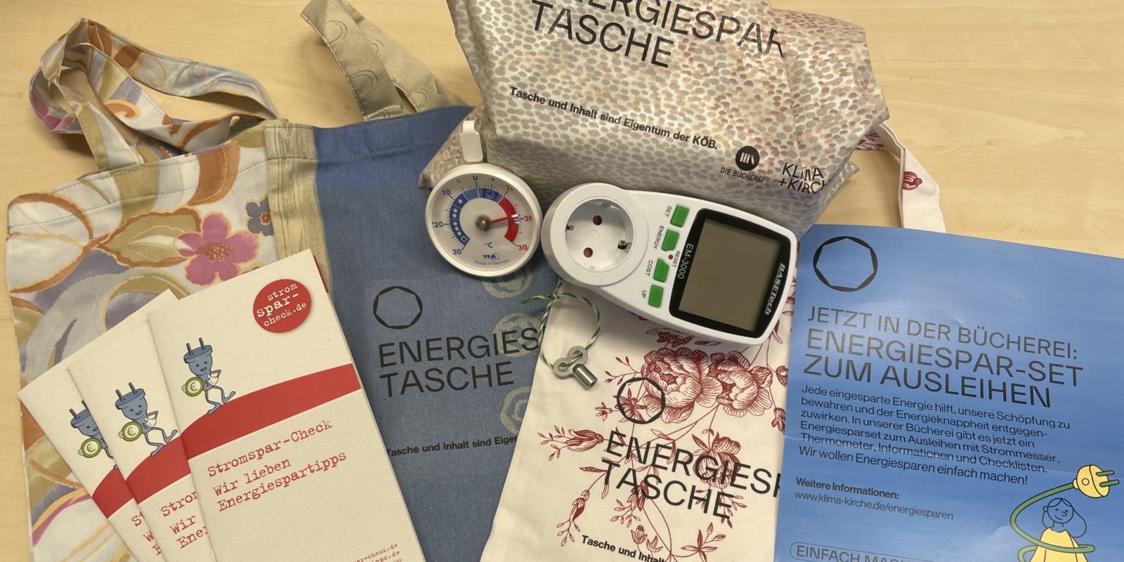 Energiespartaschen zur Ausleihe in der KÖB