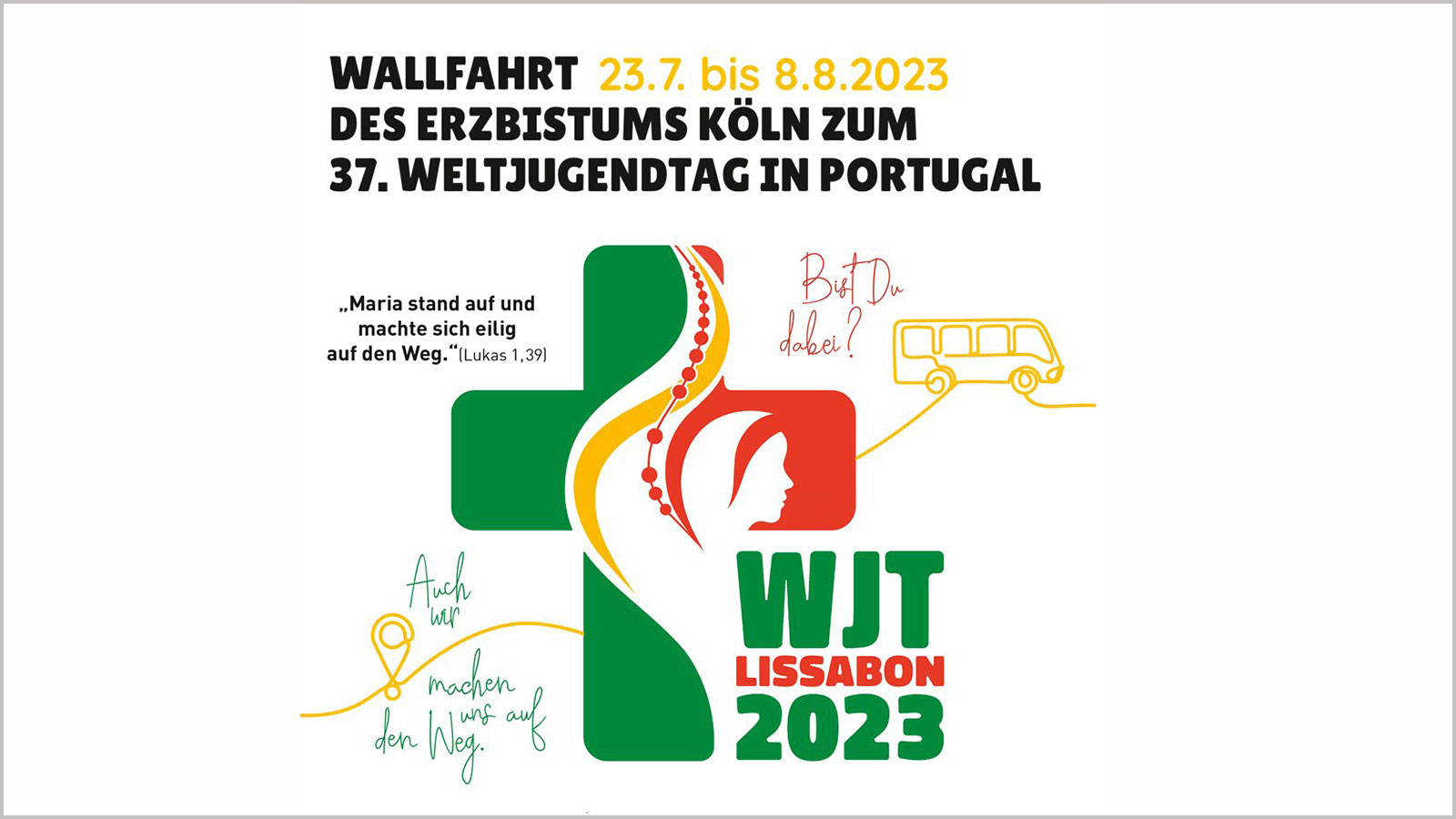 Plakat zum Weltjugendtag in Lissabon 2023