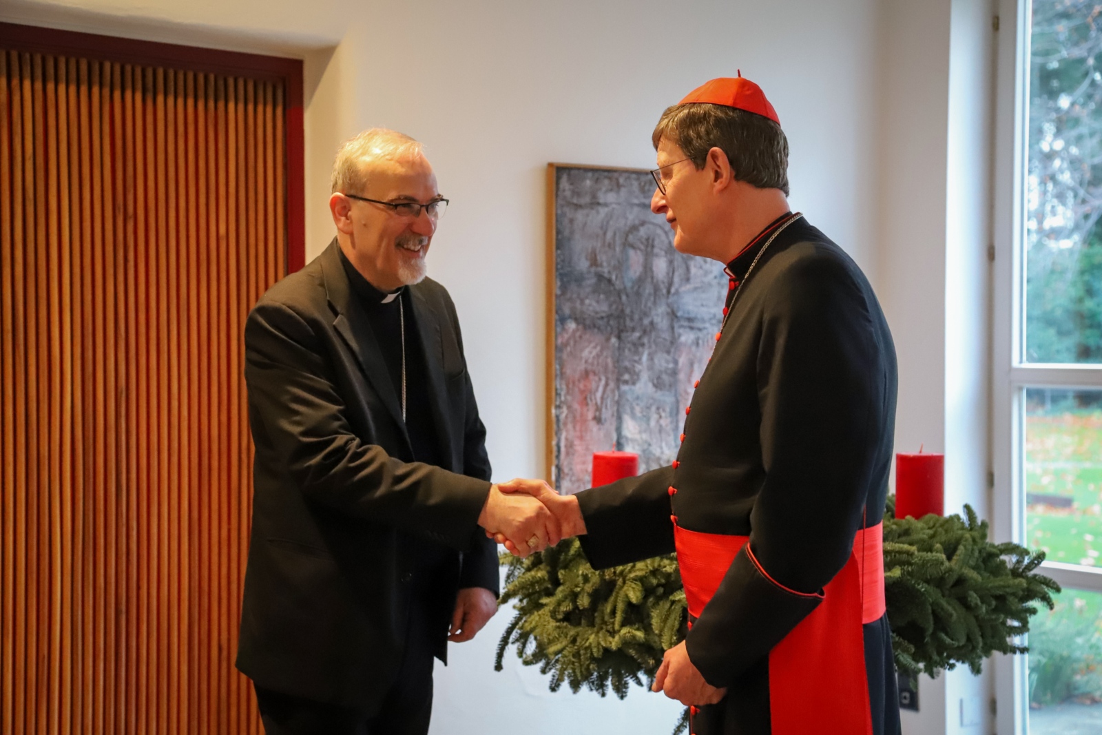 Kardinal Woelki begrüßt Pierbattista Kardinal Pizzaballa