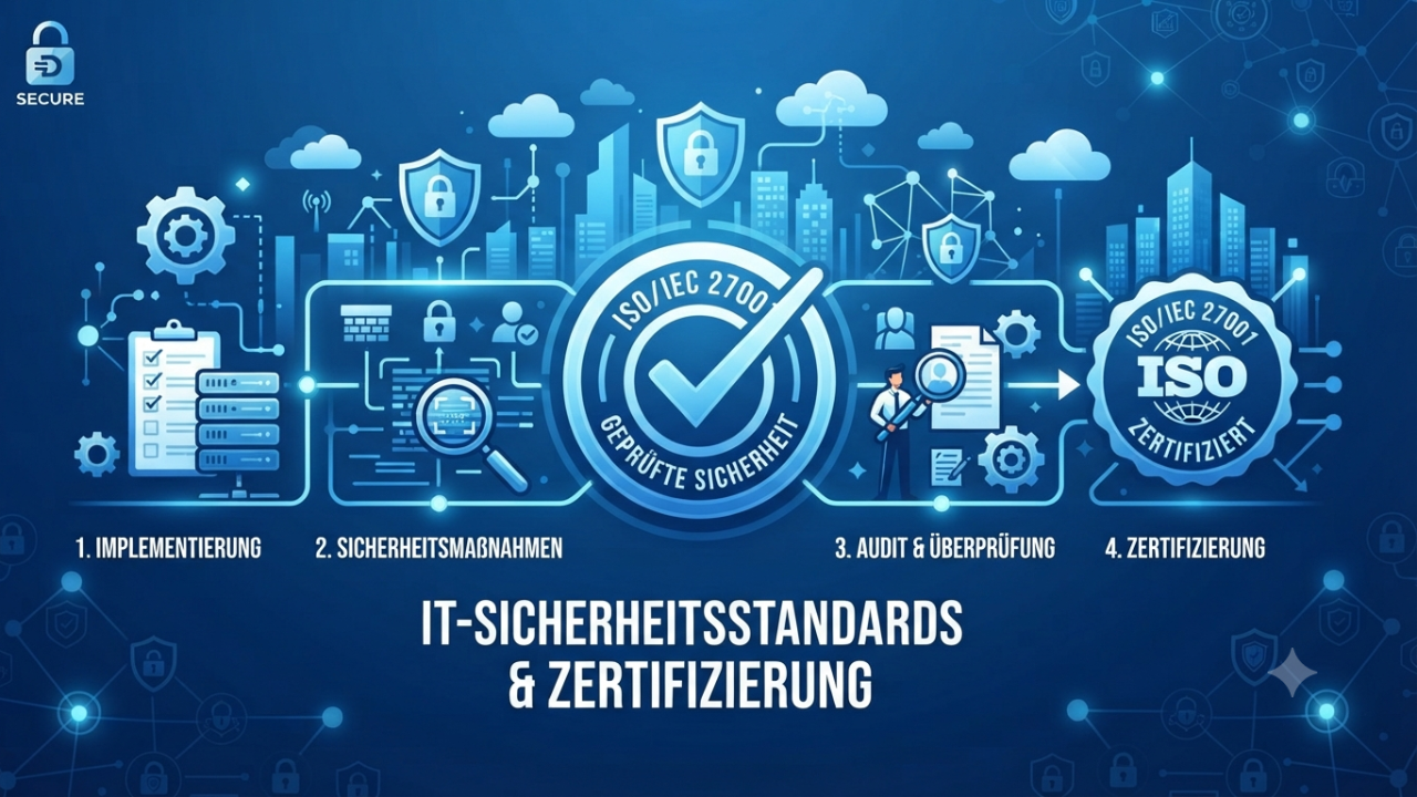 Erzbistum Köln erhält ISO-27001-Zertifizierung für Informationssicherheit Symbolgrafik für Informationssicherheit und Zertifizierung