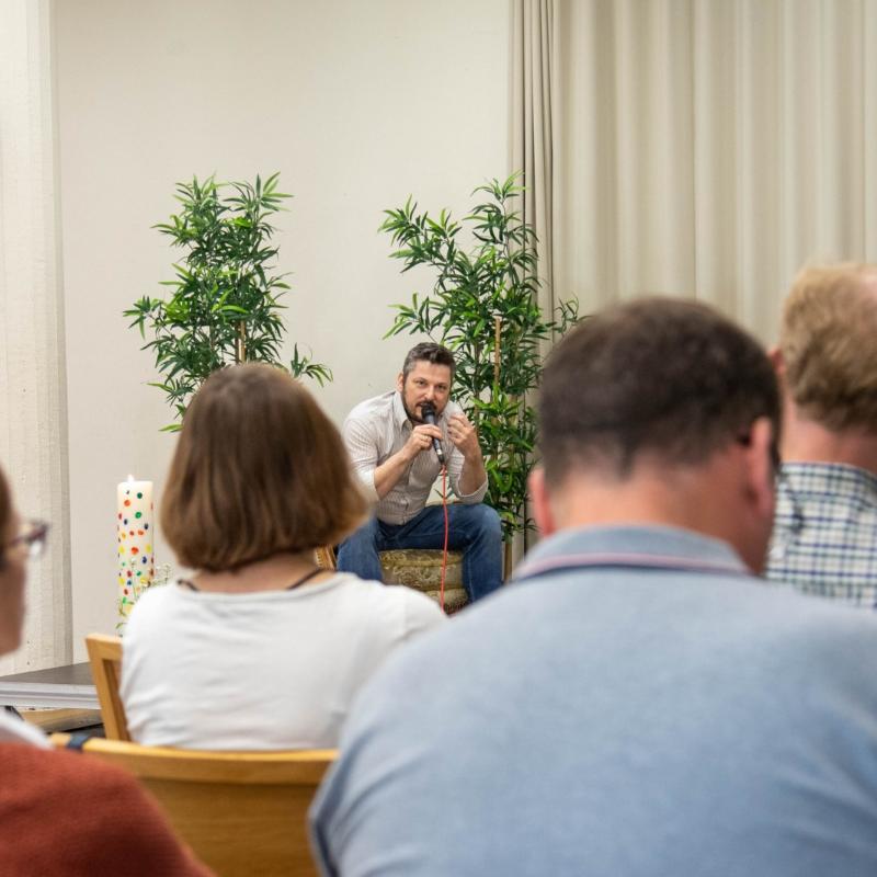 Daniel Schüngel, Küchenchef im Haus Altenberg, auf der interaktiven Podiumsdiskussion