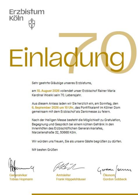 Einladung zur Dankmesse