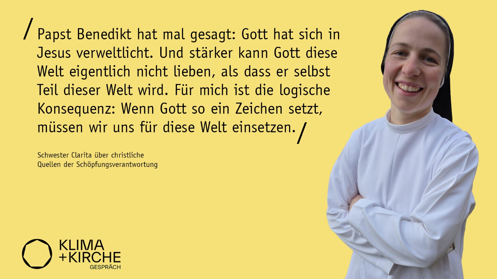 Klima+Kirche-Gespräch: Zu Gast ist Sr. Clarita