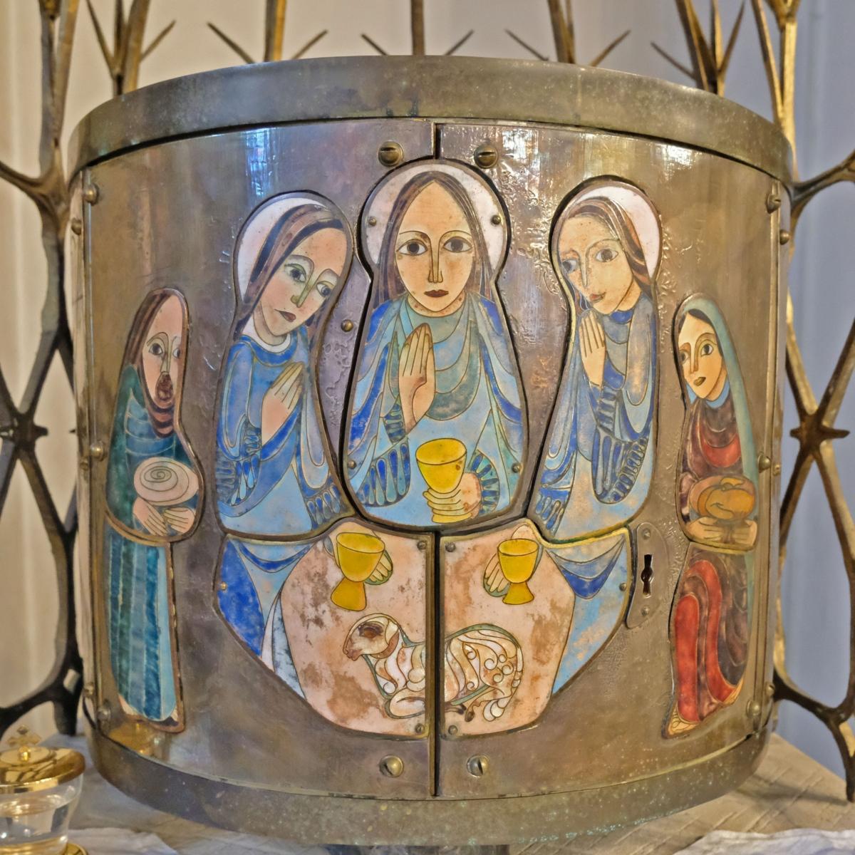 Velbert, St. Joseph, Tabernakel (Emails der Vorderseite)
