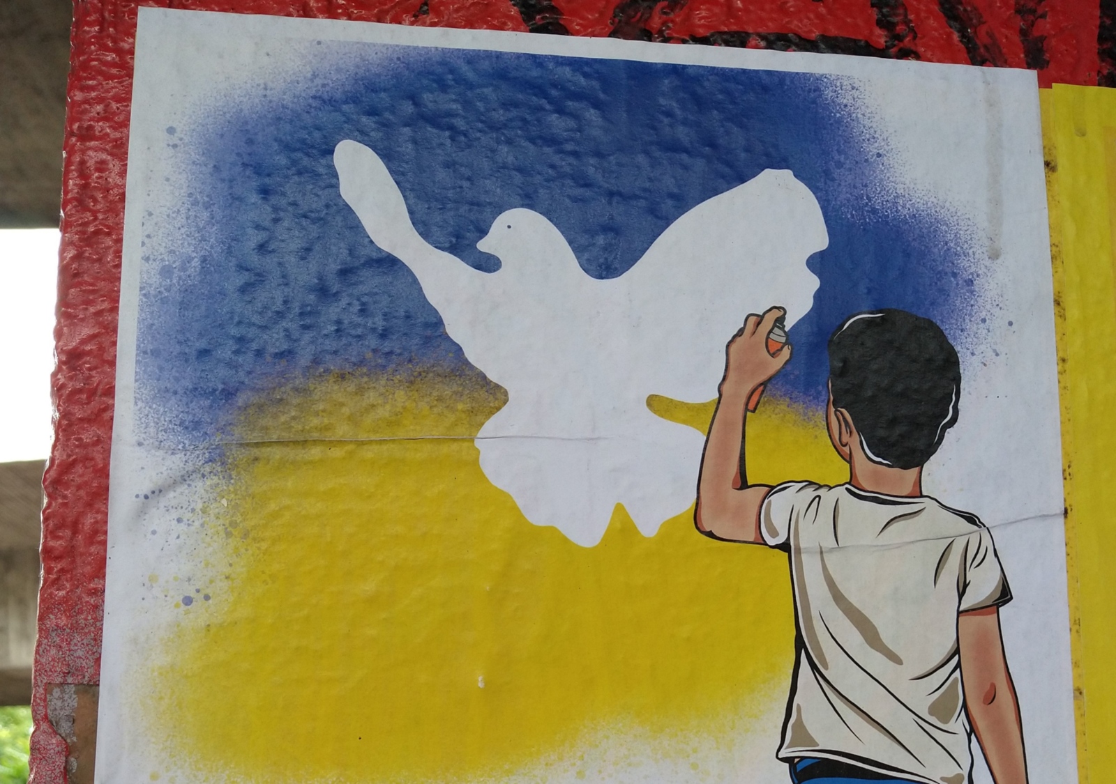 Gödde Kind Friedenstaube Grafitti frei