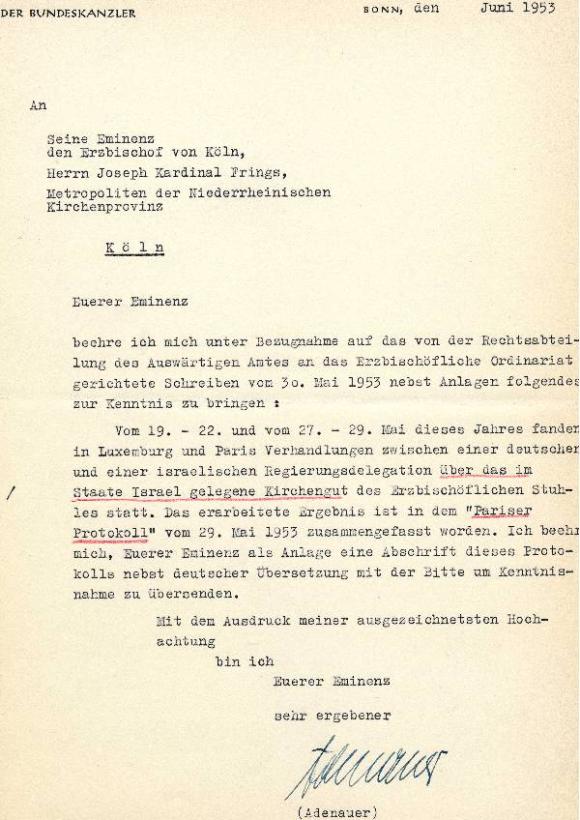 Adenauer informiert Kardinal Frings