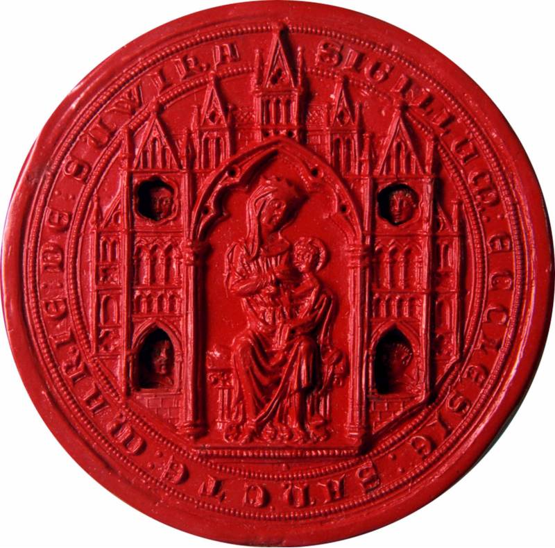 Vorderseite des Siegels der Marienkirche von Southwick (England), um 1258