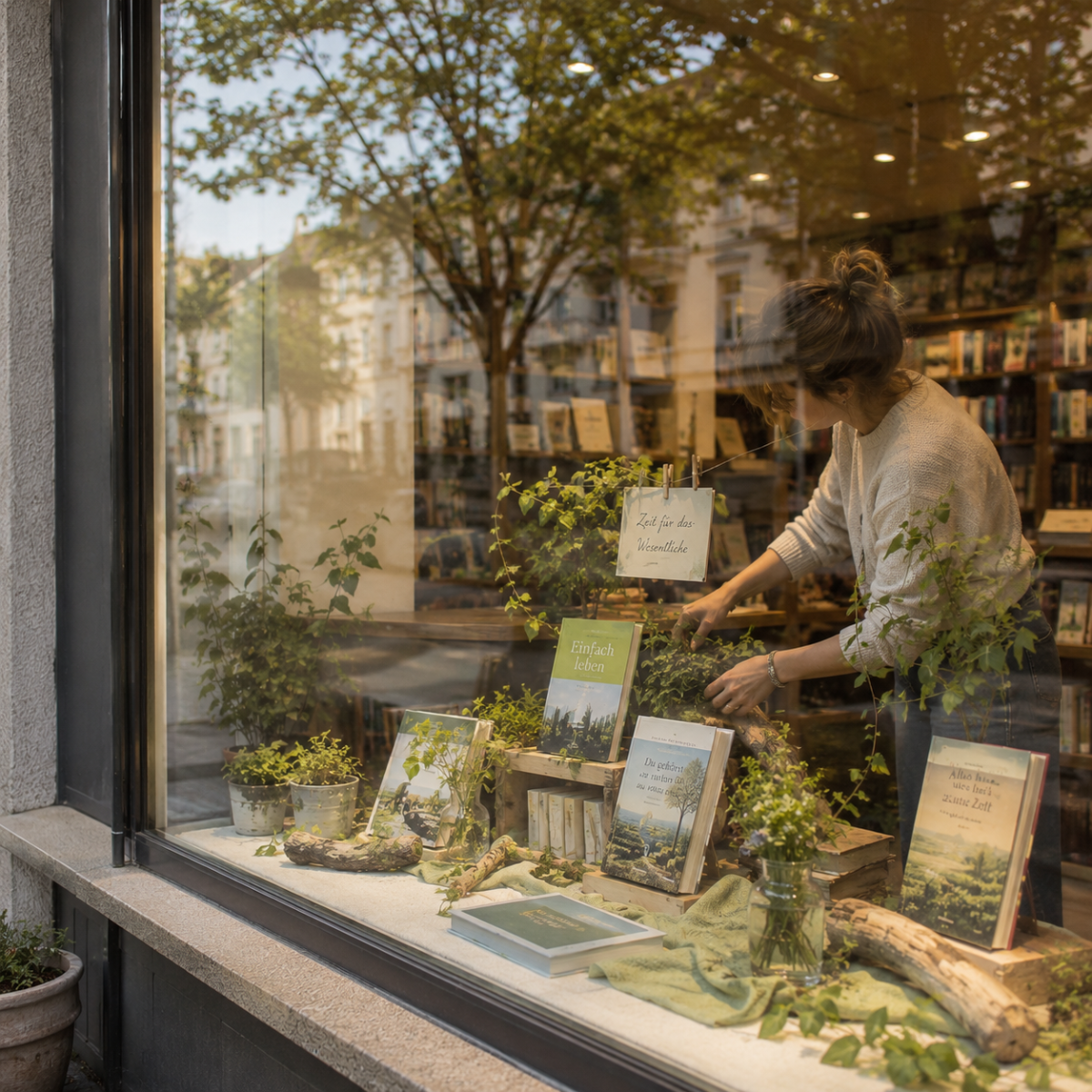 260730_Frau dekoriert Schaufenster_dunkler_ChatGPT Image (c) KI-generiert (ChatGPT) 260730_Frau dekoriert Schaufenster_dunkler_ChatGPT Image