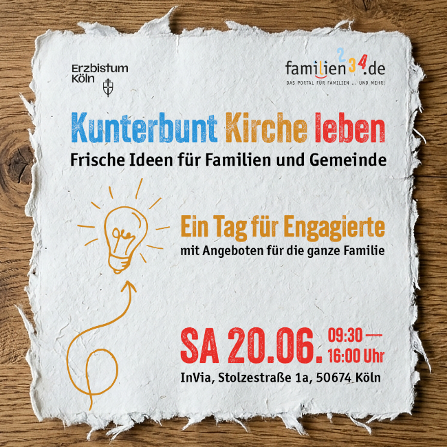 Kunterbunt Kirche leben (c) familien234.de Köln Tag für Engagierte mit Angeboten für Familien