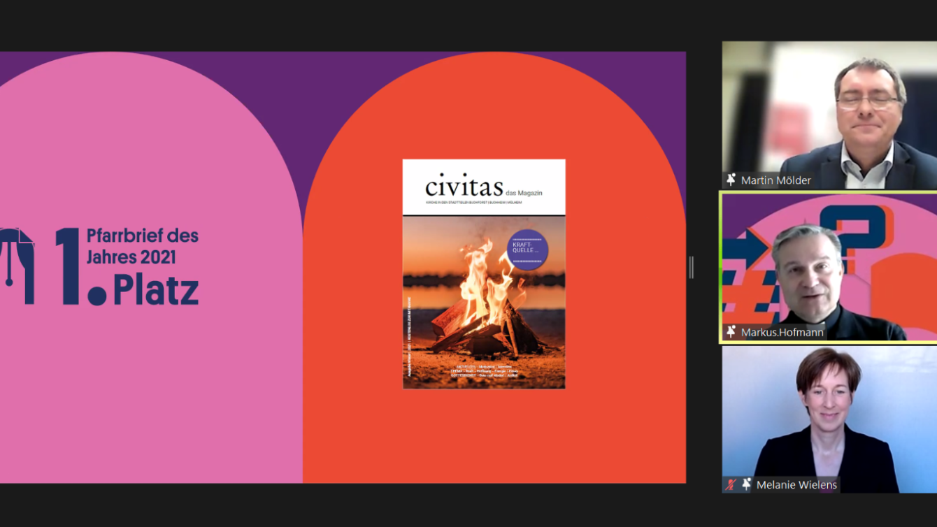 Platz 1 bei dem Pfarrbrief-Wettbewerb 2021, machte das Magazin CIVITAS der katholischen Kirchengemeinde St. Clemens und Mauritius.