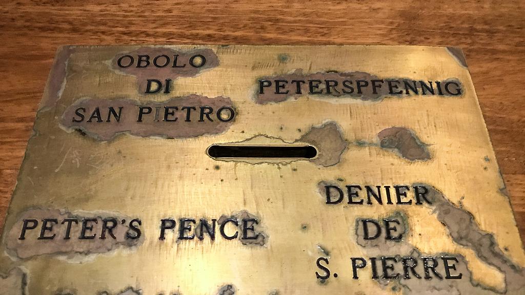Spendenkasten im Petersdom am 16. November 2020 im Vatikan.
Besondere Nutzungsbedingungen: Nur für redaktionelle Verwendung Internet und Social Media