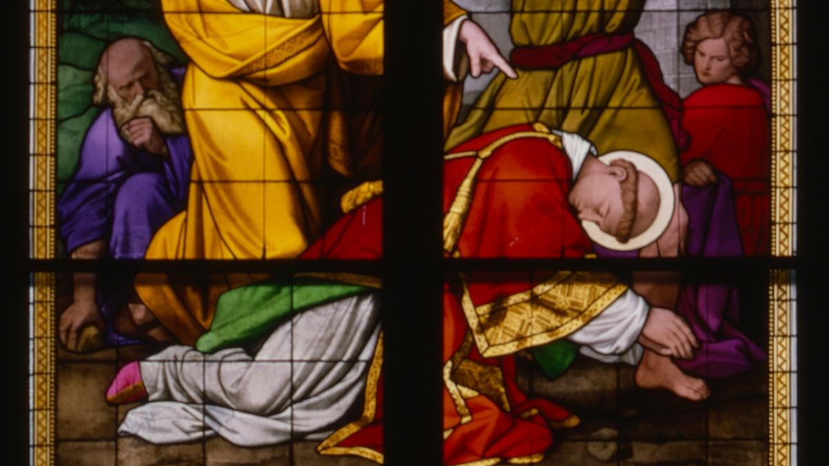 Köln, Dom, südliches Seitenschiff, Stephanusfenster, Detail