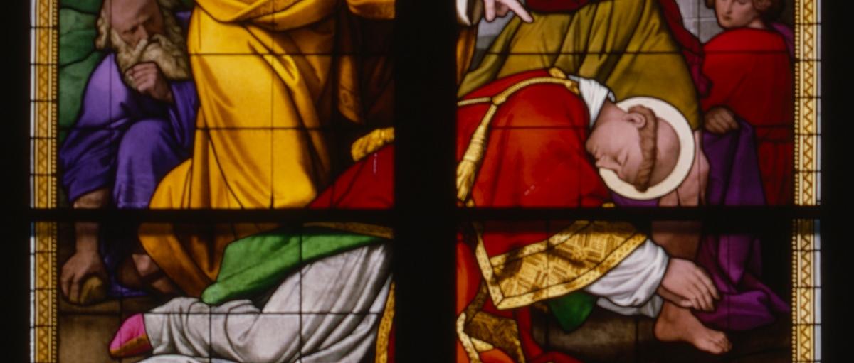 Köln, Dom, südliches Seitenschiff, Stephanusfenster, Detail