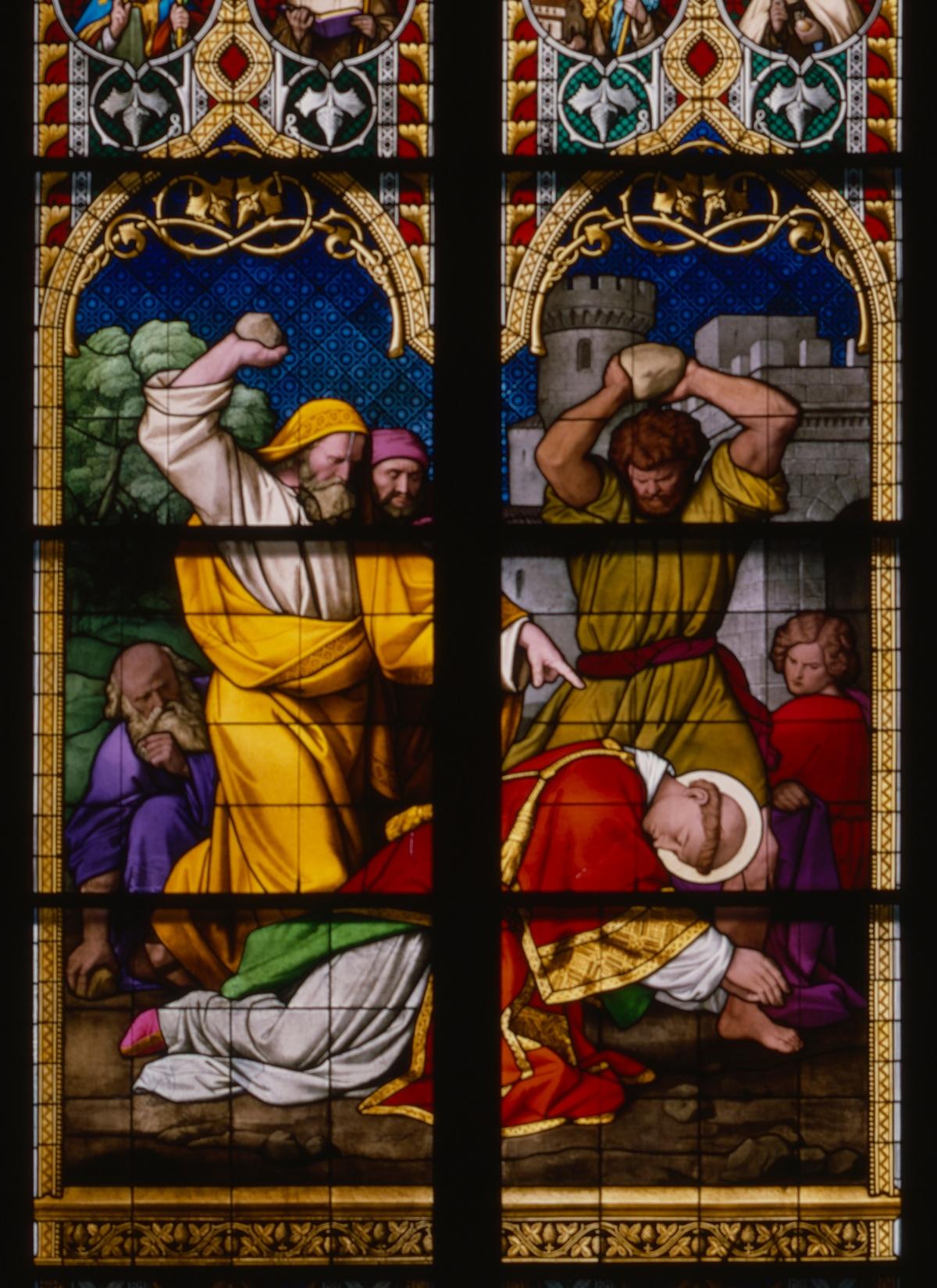 Köln, Dom, südliches Seitenschiff, Stephanusfenster, Detail