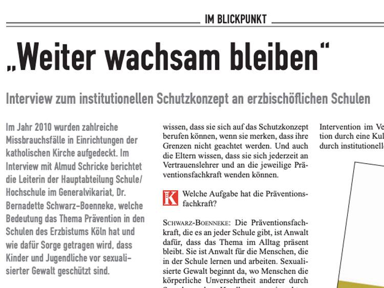KIZ-Interview: Institutionelles Schultzkonzept an Erzbischöflichen Schulen